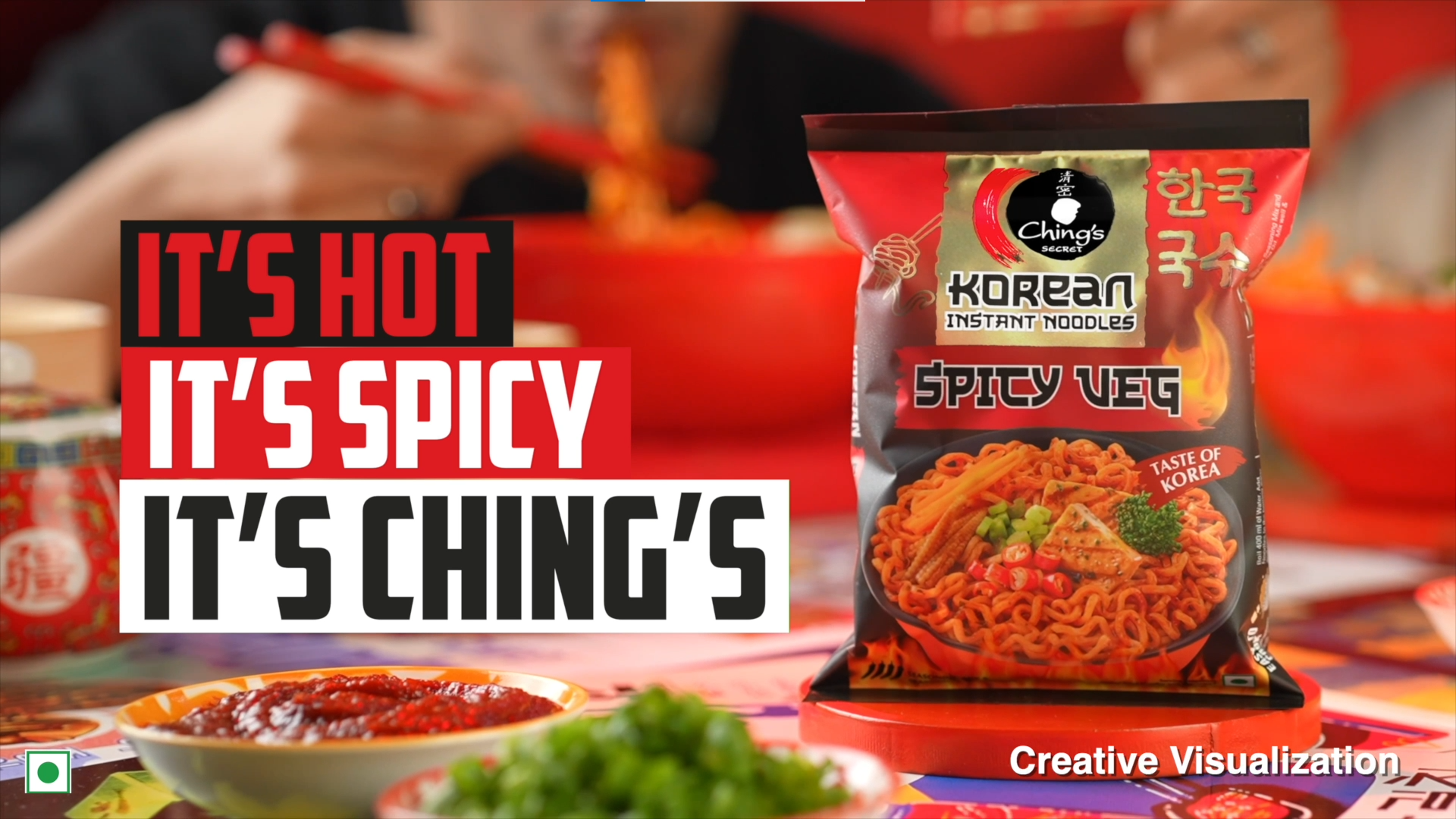 Ching's Korean Spicy Veg Instant Noodles, 80g, Veg, It's Hot, It's